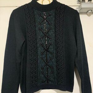 VINTAGE MAGNOLIA KNIT BEADED WOOL SWEATERS SIZE L
